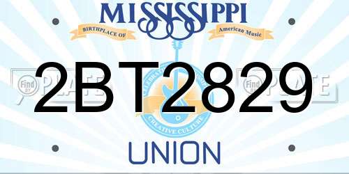 2BT2829 Mississippi License Plate