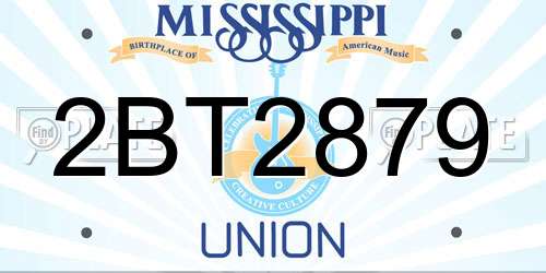 2BT2879 Mississippi License Plate
