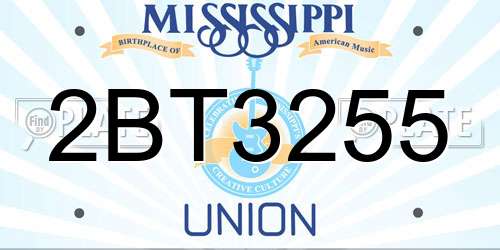 2BT3255 Mississippi License Plate