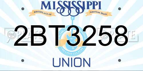 2BT3258 Mississippi License Plate