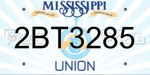 2BT3285 Mississippi License Plate
