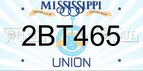 2BT465 Mississippi License Plate