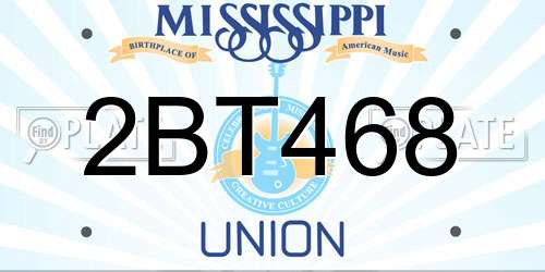 2BT468 Mississippi License Plate