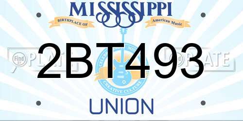 2BT493 Mississippi License Plate