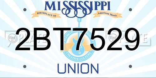 2BT7529 Mississippi License Plate