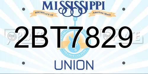 2BT7829 Mississippi License Plate