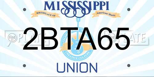 2BTA65 Mississippi License Plate