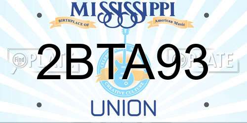 2BTA93 Mississippi License Plate