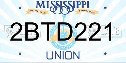 2BTD221 Mississippi License Plate
