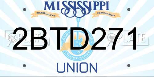 2BTD271 Mississippi License Plate