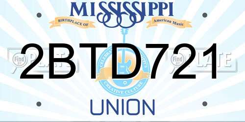 2BTD721 Mississippi License Plate