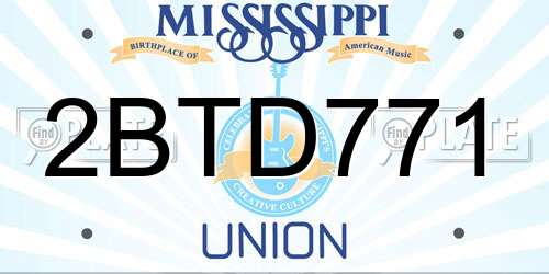 2BTD771 Mississippi License Plate