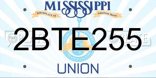 2BTE255 Mississippi License Plate