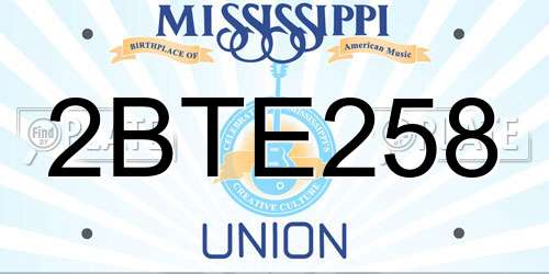 2BTE258 Mississippi License Plate