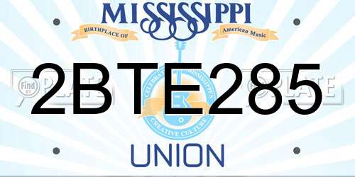 2BTE285 Mississippi License Plate