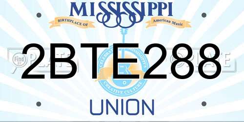 2BTE288 Mississippi License Plate