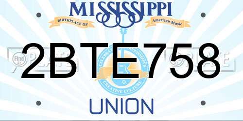 2BTE758 Mississippi License Plate