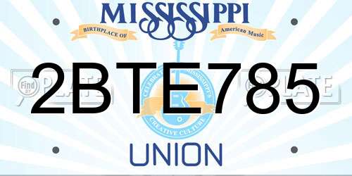 2BTE785 Mississippi License Plate