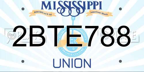 2BTE788 Mississippi License Plate