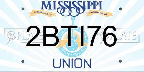 2BTI76 Mississippi License Plate