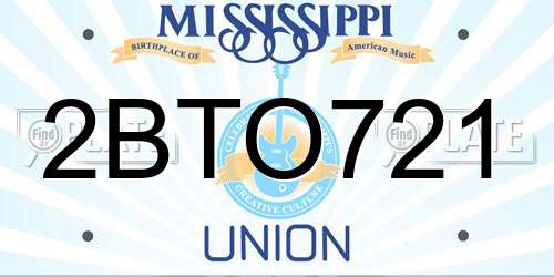 2BTO721 Mississippi License Plate