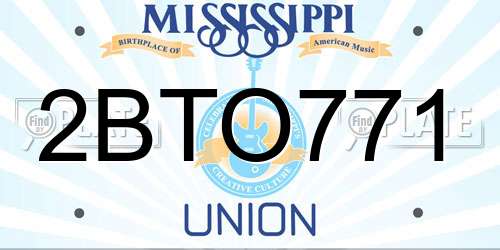 2BTO771 Mississippi License Plate