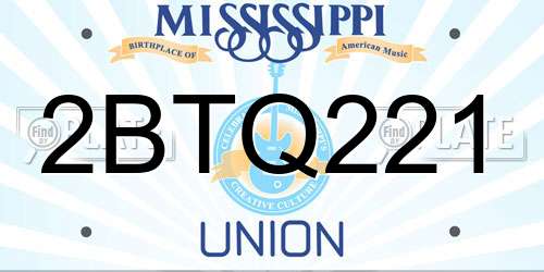2BTQ221 Mississippi License Plate