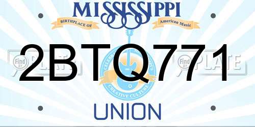2BTQ771 Mississippi License Plate