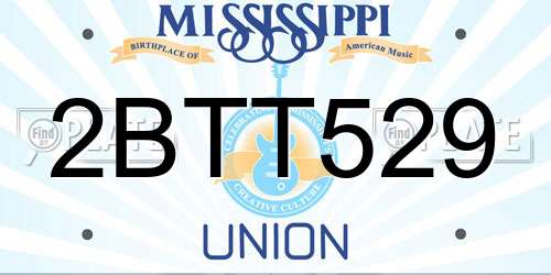 2BTT529 Mississippi License Plate