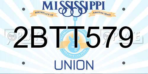 2BTT579 Mississippi License Plate