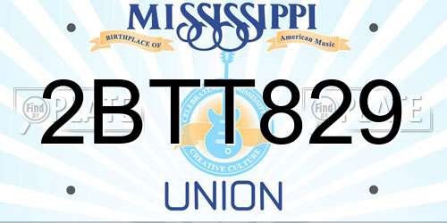 2BTT829 Mississippi License Plate