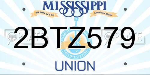 2BTZ579 Mississippi License Plate