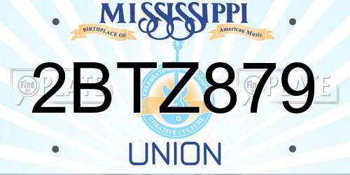 2BTZ879 Mississippi License Plate