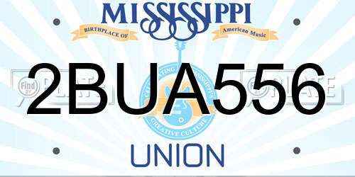 2BUA556 Mississippi License Plate
