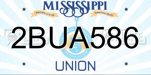2BUA586 Mississippi License Plate