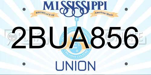 2BUA856 Mississippi License Plate
