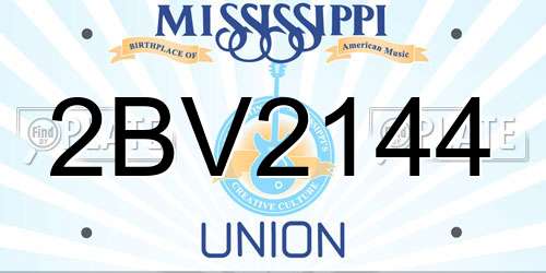 2BV2144 Mississippi License Plate