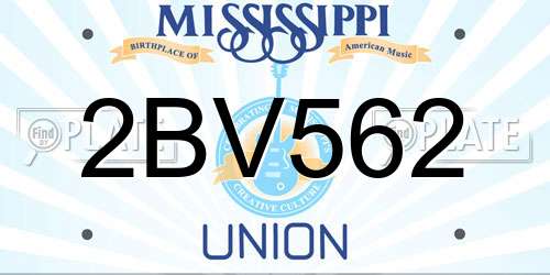 2BV562 Mississippi License Plate