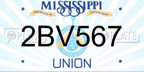 2BV567 Mississippi License Plate