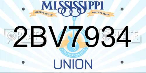 2BV7934 Mississippi License Plate