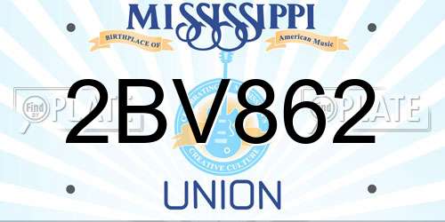 2BV862 Mississippi License Plate