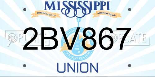 2BV867 Mississippi License Plate