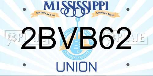 2BVB62 Mississippi License Plate