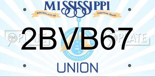 2BVB67 Mississippi License Plate