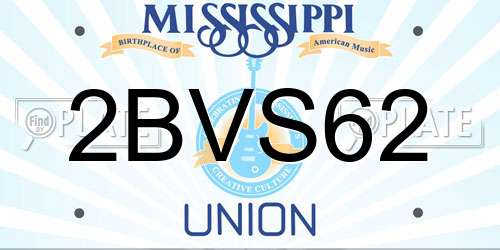 2BVS62 Mississippi License Plate