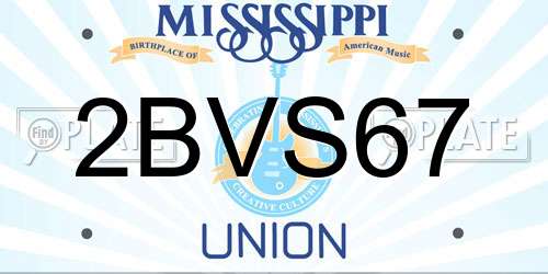 2BVS67 Mississippi License Plate