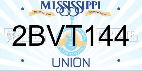 2BVT144 Mississippi License Plate