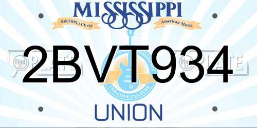 2BVT934 Mississippi License Plate