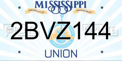 2BVZ144 Mississippi License Plate