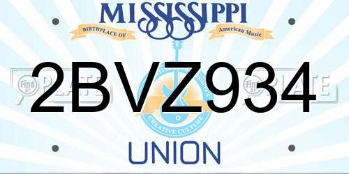 2BVZ934 Mississippi License Plate